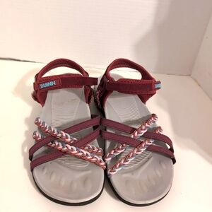 Duinn Strappy Women's Unfen Sandals Size 9 Braided Design Burgundy